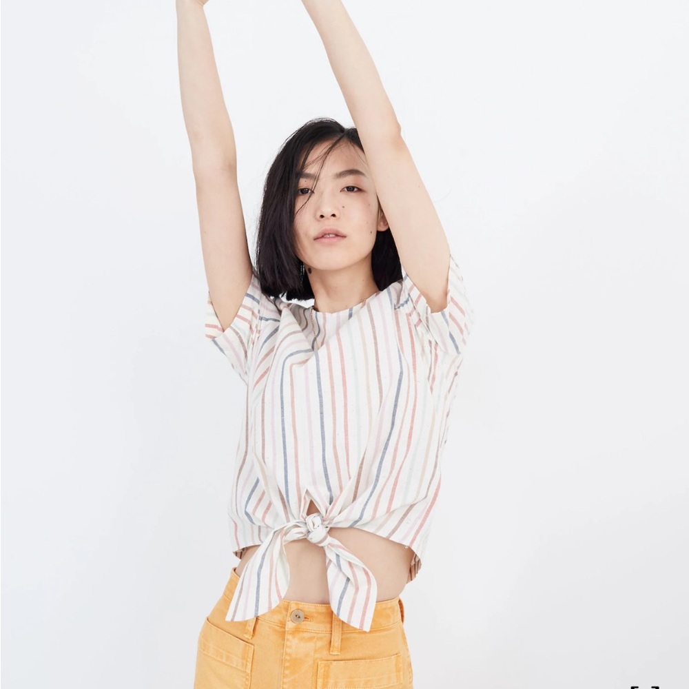 Madewell Rainbow Striped Knot-Front Top